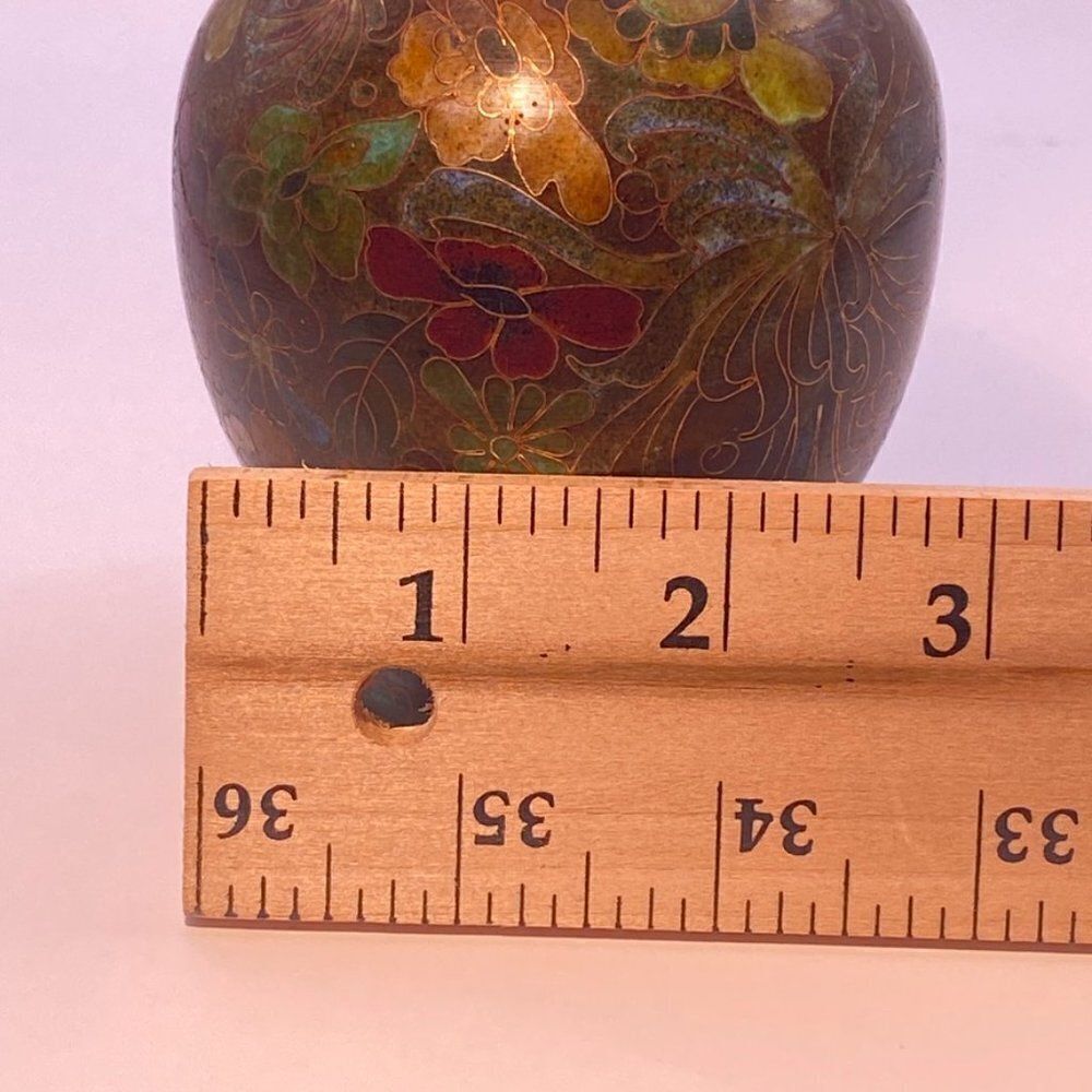 Antique Chinese Floral Cloisonne Enamel Vase - Picture 13 of 14